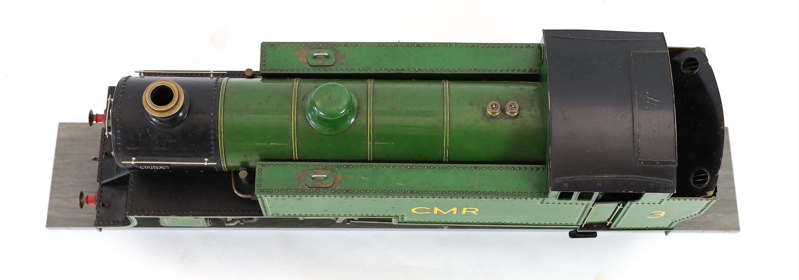 A scratch built live steam model of a C.M.R 2-4-4 tank engine ‘Linda’, length 77cm width 20cm height 27cm